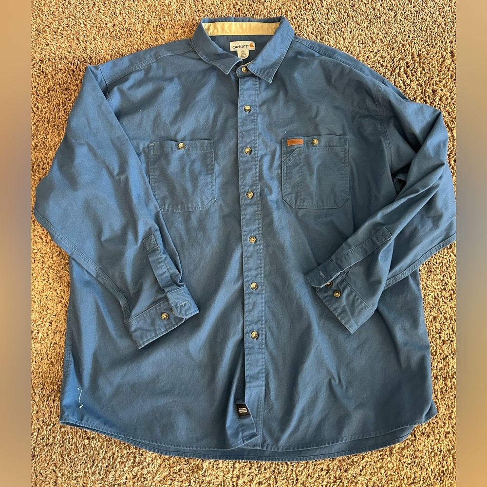 Vintage Carhartt Rugged Outdoor Button Up Shirt Size 3XL Blue